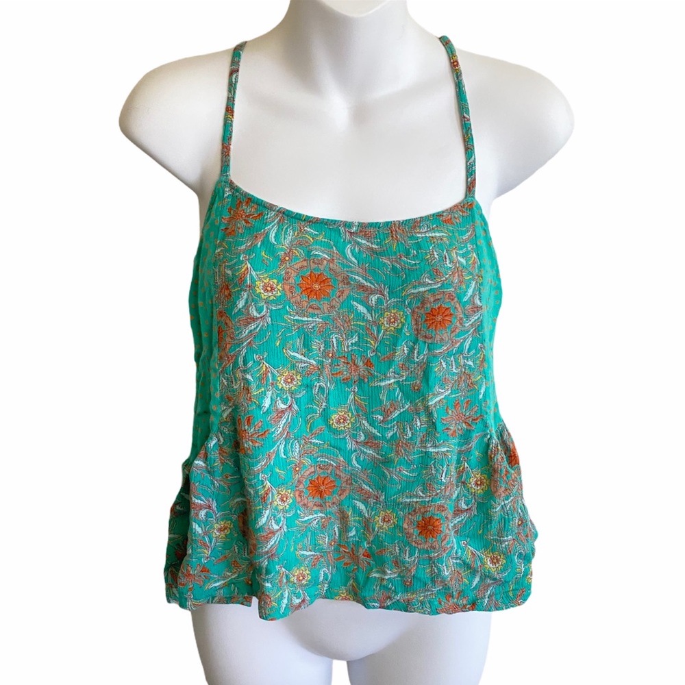 NWOT - O’Neil green floral paisley peplum tank top